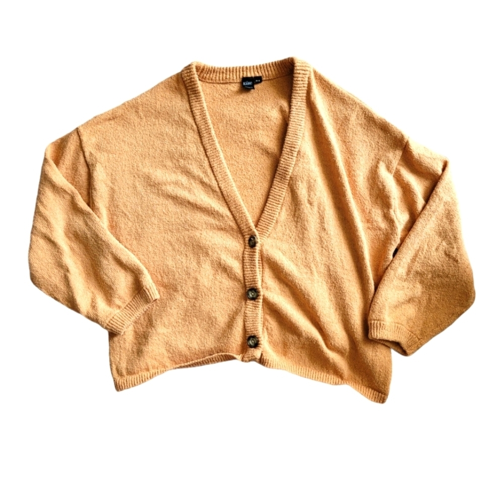 Icone knitted button up grandpa sweater peachy brown size small